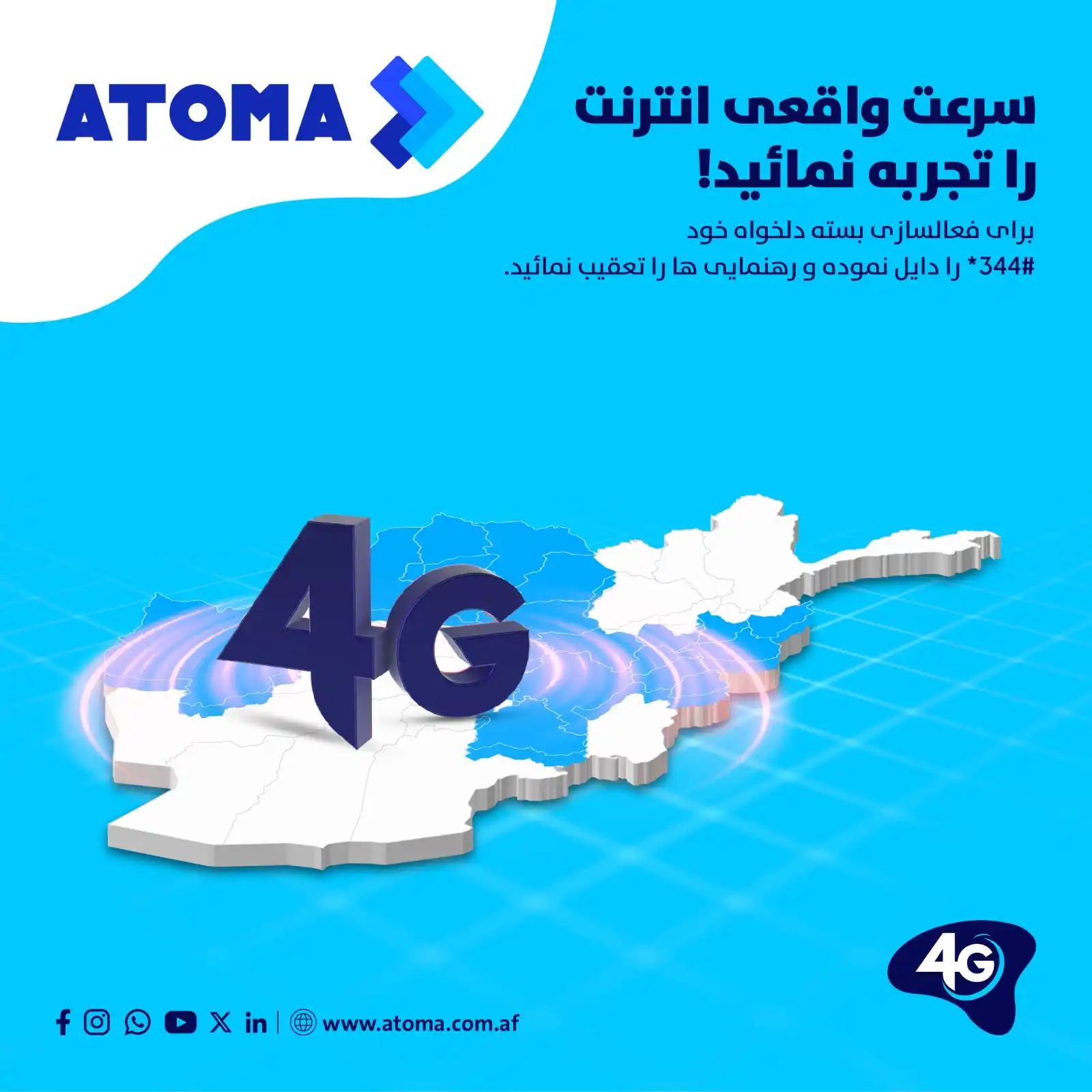 Image from ATOMA: سرعت واقعی انترنت را تجربه نمائید! حالا اتوما مراکز ولایت های کابل، بل...