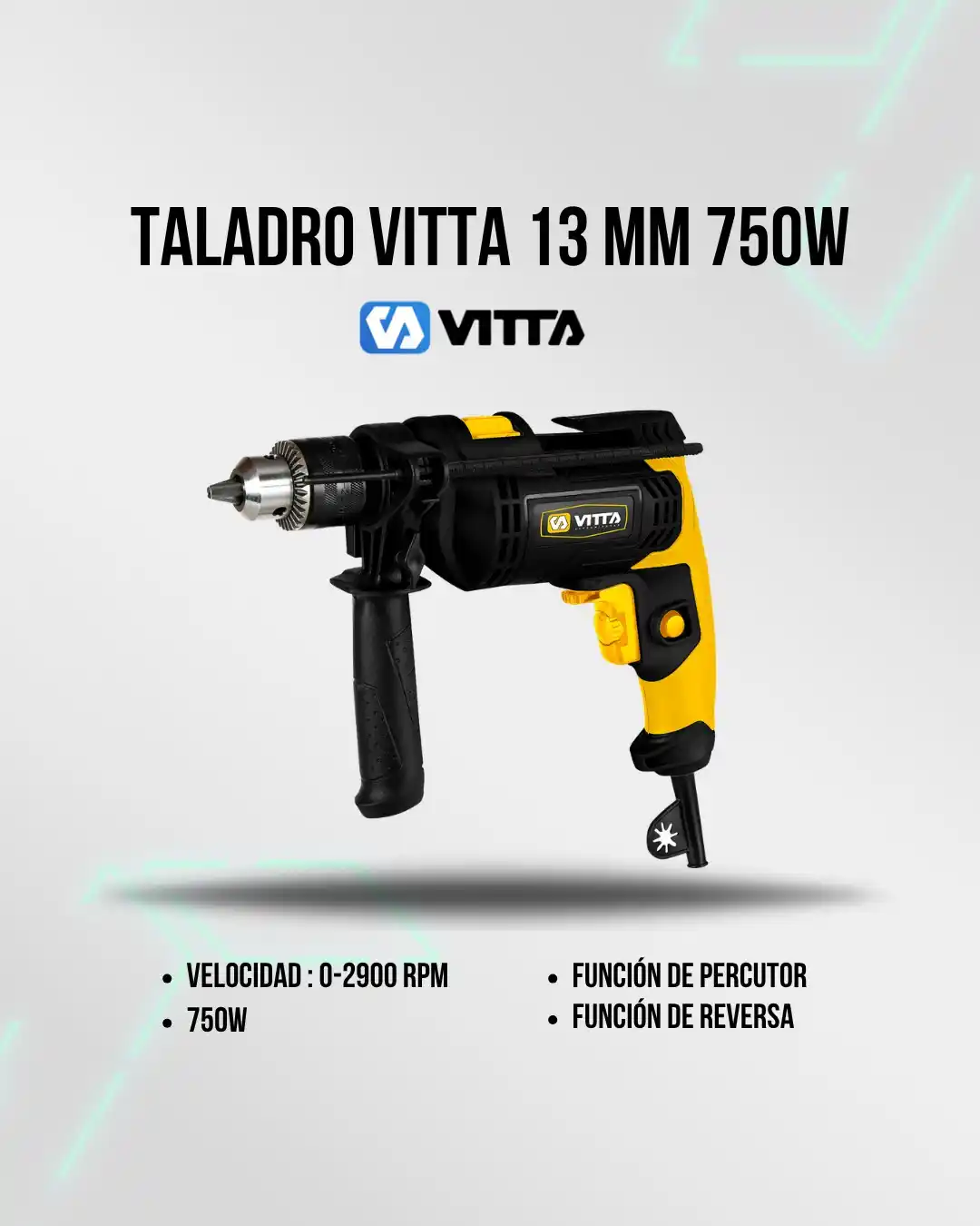 Image from Attain (Importadora Mayorista): 🛒 *Taladro Vitta 13 MM 750W (N°5176)* 🔩 Percutor integrado ⚙️ Veloci...
