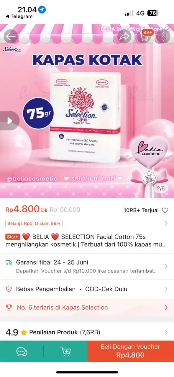 Image from PROMO BELANJA ONLINE: Temukan ❤ BELIA ❤ SELECTION Facial Cotton 75s menghilangkan kosmetik |...