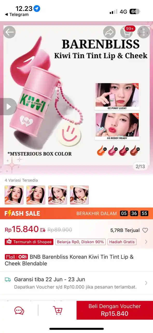 Image from PROMO BELANJA ONLINE: Temukan BNB Barenbliss Korean Kiwi Tin Tint Lip & Cheek Blendable seha...