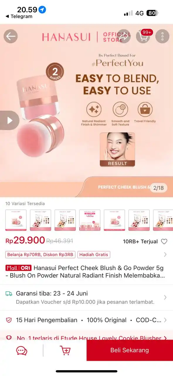 Image from PROMO BELANJA ONLINE: Temukan Hanasui Perfect Cheek Blush & Go Powder 5g - Blush On Powder N...