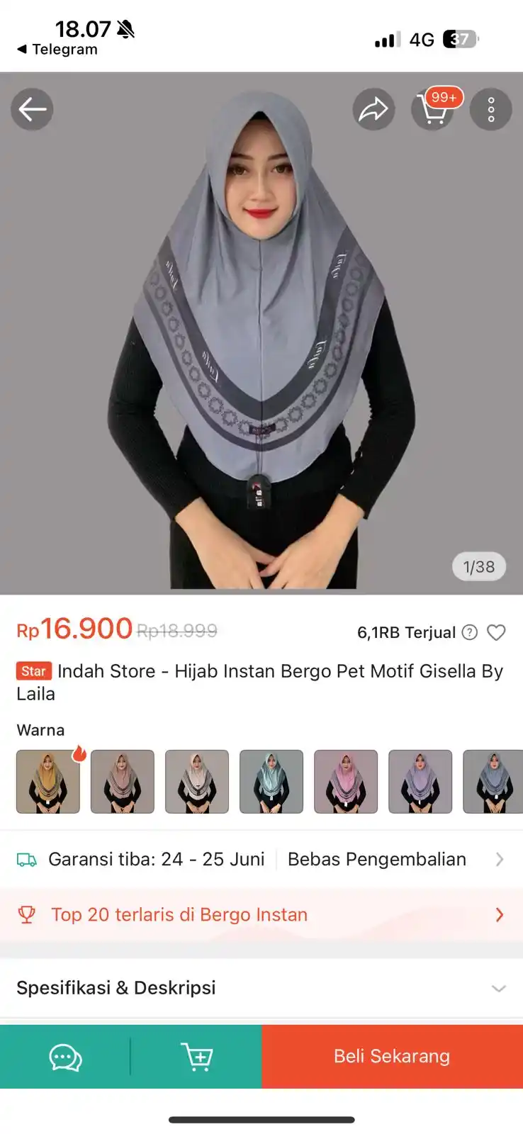 Image from PROMO BELANJA ONLINE: Temukan Indah Store - Hijab Instan Bergo Pet Motif Gisella By Laila se...