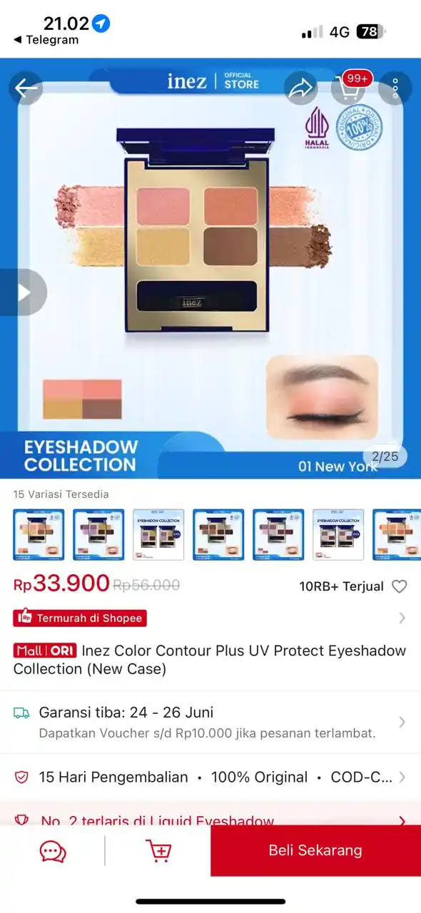 Image from PROMO BELANJA ONLINE: Temukan Inez Color Contour Plus UV Protect Eyeshadow Collection (New C...