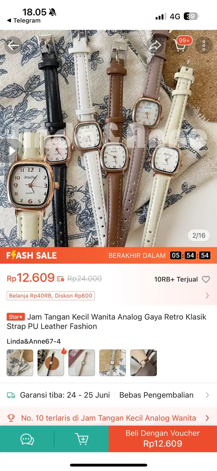 Image from PROMO BELANJA ONLINE: Temukan Jam Tangan Kecil Wanita Analog Gaya Retro Klasik Strap PU Leat...