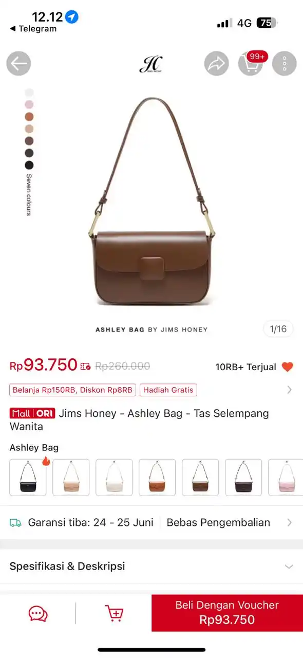 Image from PROMO BELANJA ONLINE: Temukan Jims Honey - Ashley Bag - Tas Selempang Wanita seharga Rp93.75...