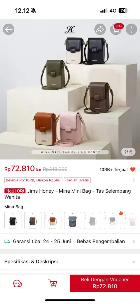 Image from PROMO BELANJA ONLINE: Temukan Jims Honey - Mina Mini Bag - Tas Selempang Wanita seharga Rp72...