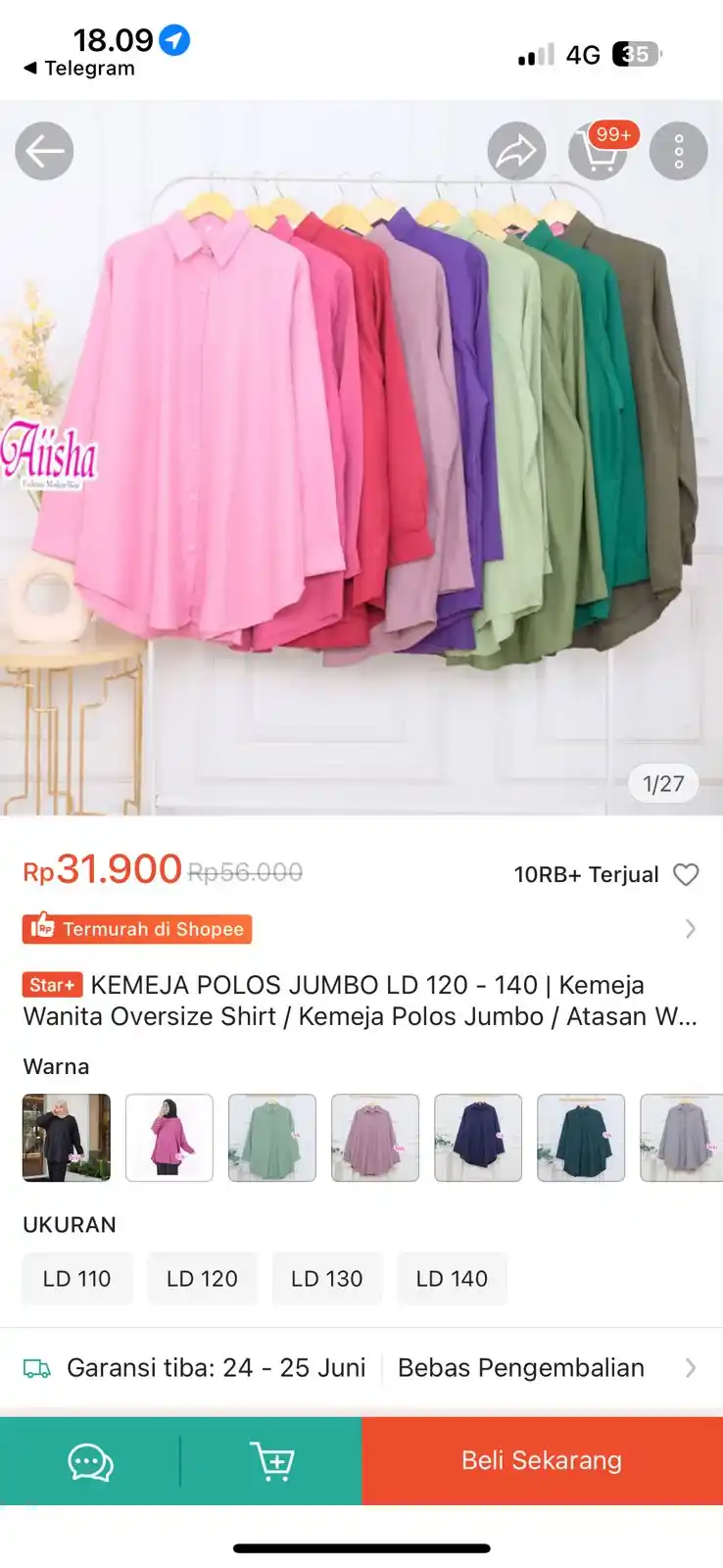 Image from PROMO BELANJA ONLINE: Temukan KEMEJA POLOS JUMBO LD 120 - 140 | Kemeja Wanita Oversize Shirt...