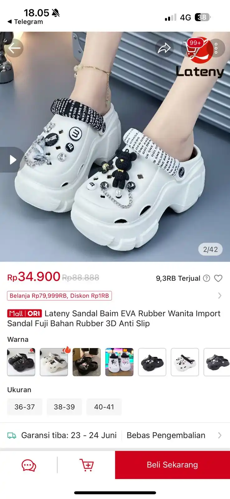 Image from PROMO BELANJA ONLINE: Temukan Lateny Sandal Baim EVA Rubber Wanita Import Sandal Fuji Bahan ...