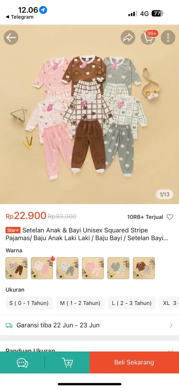 Image from PROMO BELANJA ONLINE: Temukan Setelan Anak & Bayi Unisex Squared Stripe Pajamas/ Baju Anak L...