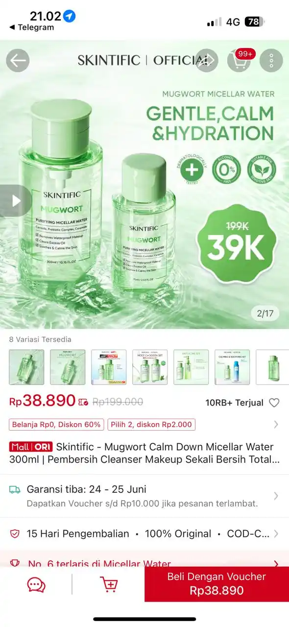 Image from PROMO BELANJA ONLINE: Temukan Skintific - Mugwort Calm Down Micellar Water 300ml | Pembersih...