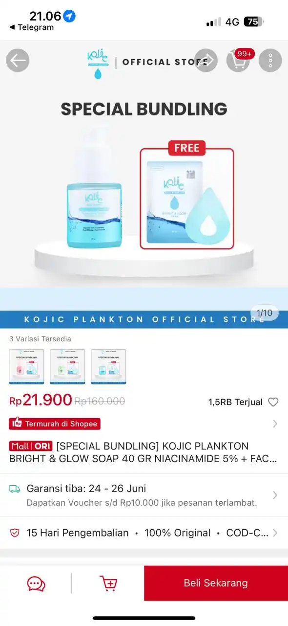 Image from PROMO BELANJA ONLINE: Temukan [SPECIAL BUNDLING] KOJIC PLANKTON BRIGHT & GLOW SOAP 40 GR NIA...