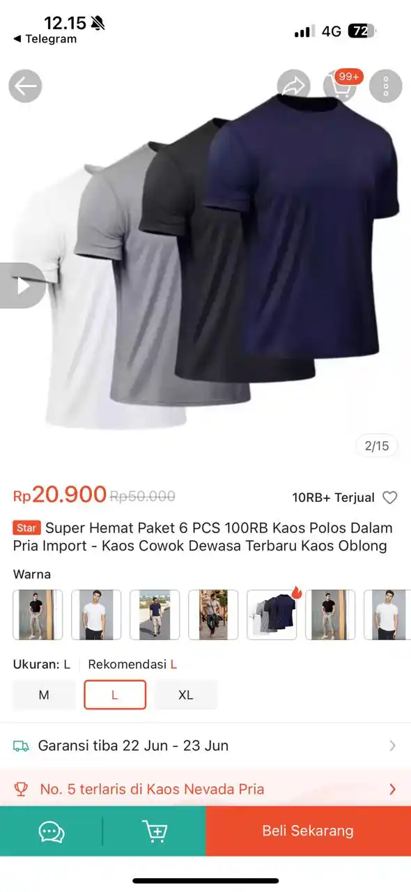 Image from PROMO BELANJA ONLINE: Temukan Super Hemat Paket 6 PCS 100RB Kaos Polos Dalam Pria Import - K...