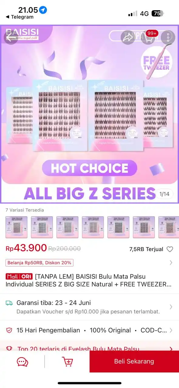 Image from PROMO BELANJA ONLINE: Temukan [TANPA LEM] BAISISI Bulu Mata Palsu Individual SERIES Z BIG SI...