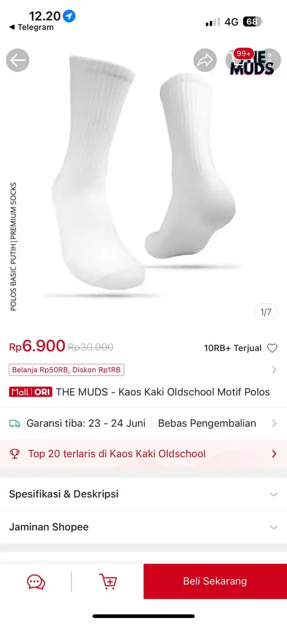 Image from PROMO BELANJA ONLINE: Temukan THE MUDS - Kaos Kaki Oldschool Motif Polos seharga Rp6.900. Da...
