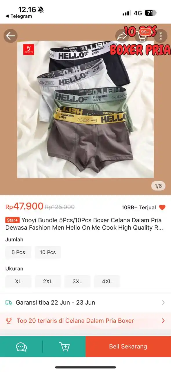 Image from PROMO BELANJA ONLINE: Temukan Yooyi Bundle 5Pcs/10Pcs Boxer Celana Dalam Pria Dewasa Fashion...
