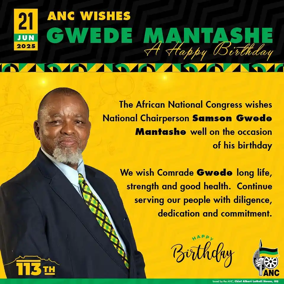 Image from African National Congress: The African National Congress wishes National Chairperson Samson Gwede...