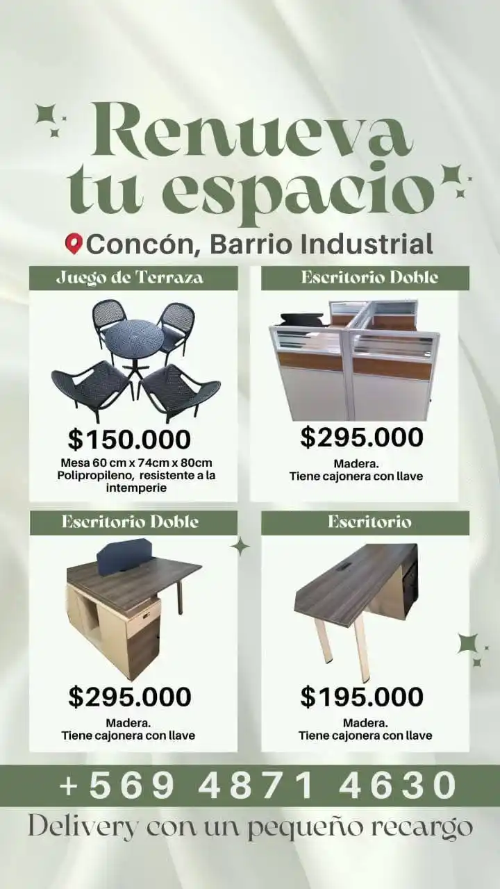 Image from CALADA CREATIVA EMPLEOS Y PYMES 5TA REGIÓN: Transforma tu hogar y oficina con nuestros escritorios y juegos de ter...