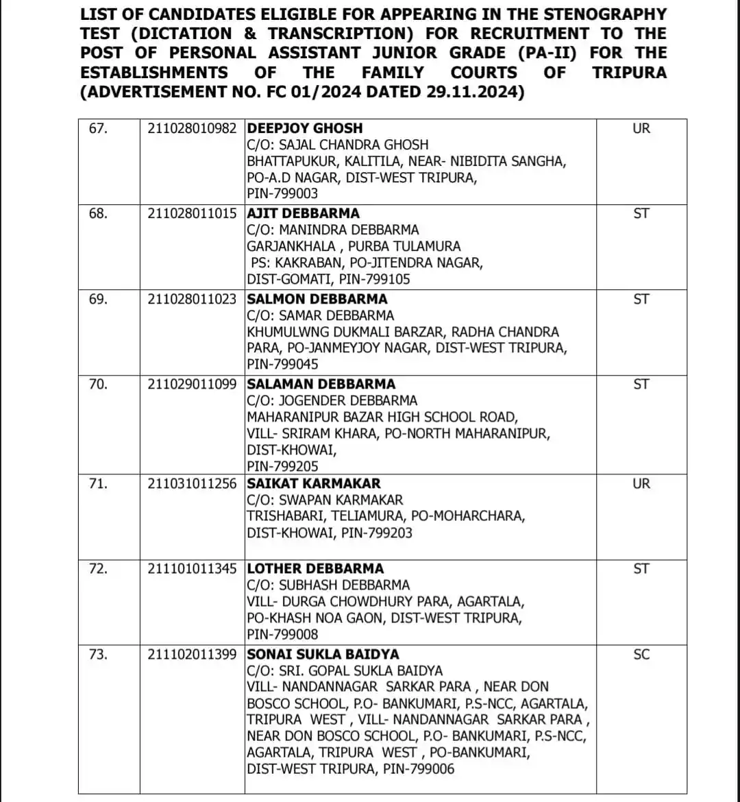 Image from Kok Online: 🔥 Tripura High Court Notice 📢  ✅ Stenography Test (Dictation & Trans...