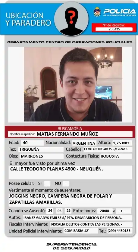 Image from POLICรA DEL NEUQUรN OFICIAL โ
: ๐ต๐๐๐๐๐๐๐๐ฬ๐ ๐ ๐๐๐๐๐๐๐๐๐ต Nombre y apellido: MATIAS ...