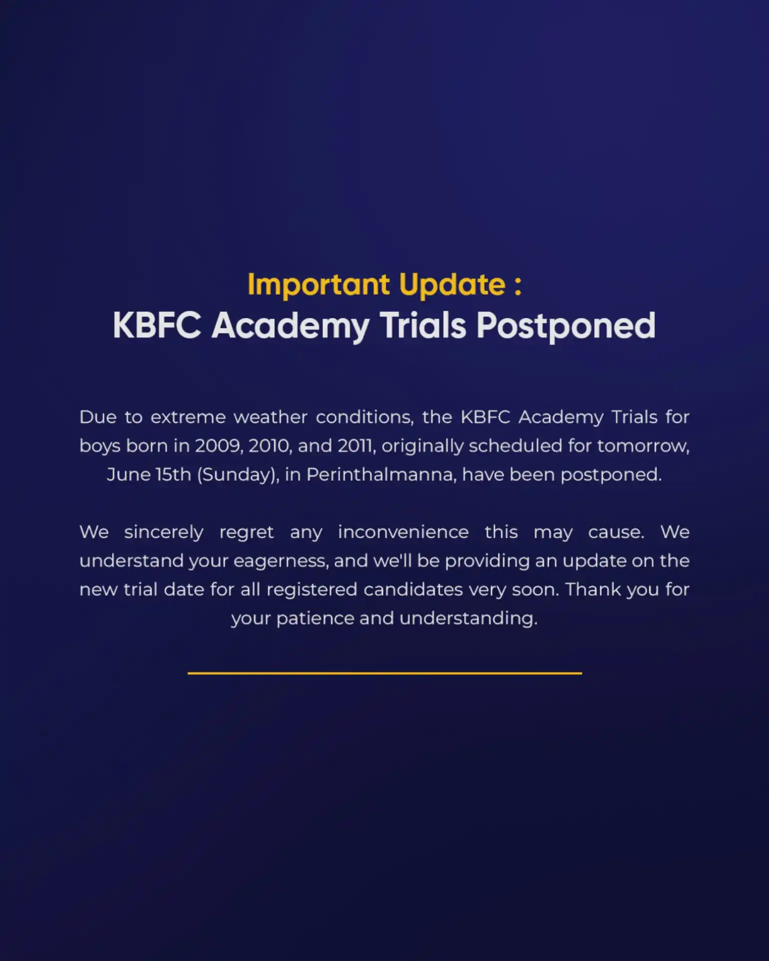 Image from KERALA BLASTERS FC OFFICIAL: π¨ UPDATE π¨ βͺοΈπππ₯πππ ππππ¦π§ππ₯π¦ ππ π’πππππππ πͺ...