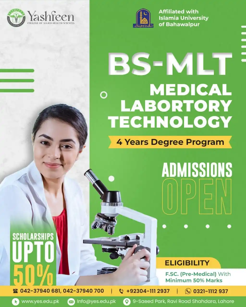 Image from NURSING INFO (MEDDEMY): *Yashfeen COLLEGE OF ALLIED HEALTH SCIENCES*  *Affiliated with Islamia...