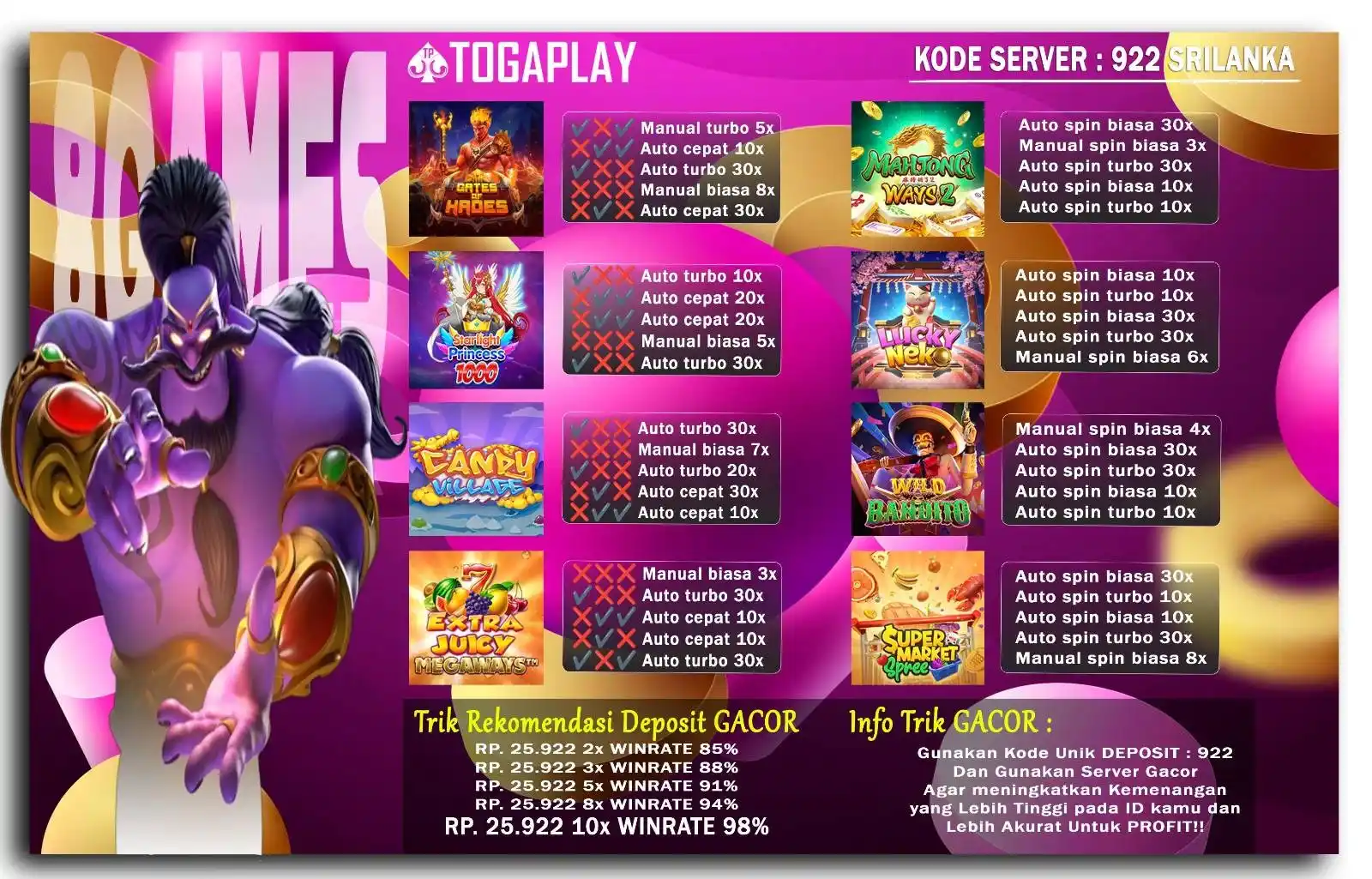 Image from INFO SEPUTAR TOGAPLAY: 📆 18 JUNI 2025 ⏰ 19.00 - 00.00 WIB 🔗KLIK LOGIN : https://togaplay.pr...