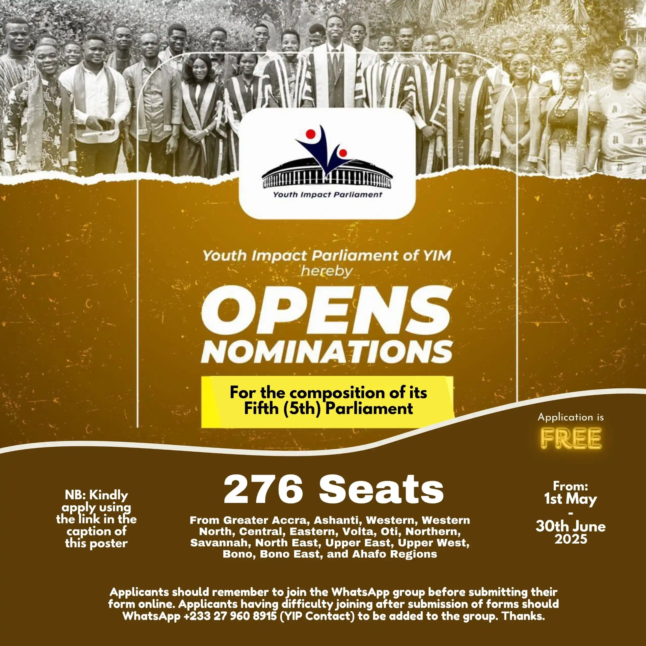 Image from Youth Impact Parliament - YIP: 5TH PARLIAMENT NOMINATIONS OPEN! 🇬🇭  YOUTH IMPACT PARLIAMENT GHANA O...