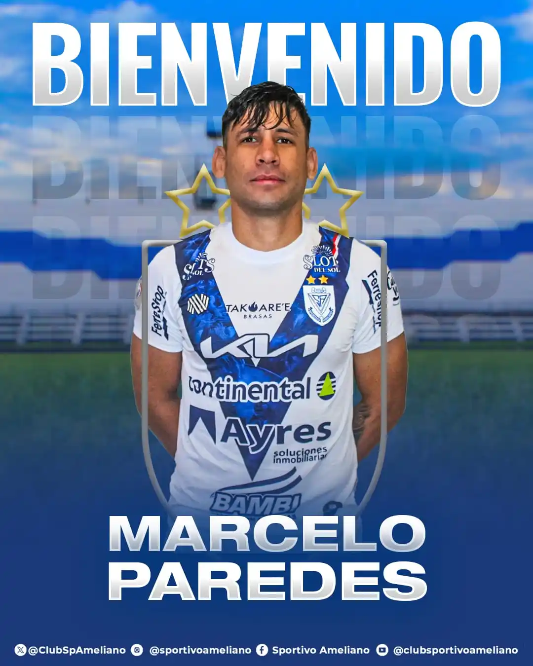 Image from Club Sportivo Ameliano: 🗣️ Anunciamos la incorporación del Volante MARCELO PAREDES a la V azu...