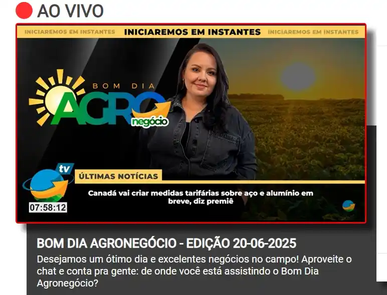 Image from Notícias Agrícolas: ASSISTA AO VIVO - https://www.youtube.com/watch?v=uMELWwAMVl0  *Tudo o...