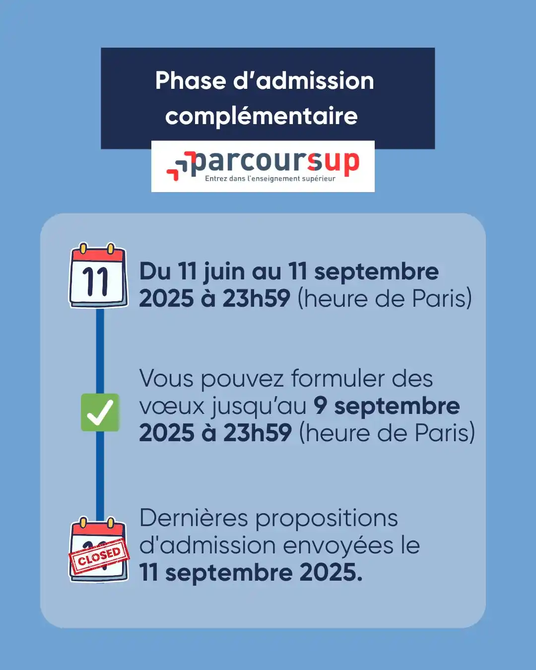 Image from Concours SESAME: Autre information importante du jour : la *phase complémentaire Parcou...