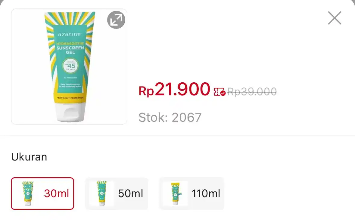 Image from Racun Shopee 🧡: Azarine Hydrasoothe Sunscreen Gel https://s.shopee.co.id/7ARxM90i13?sh...