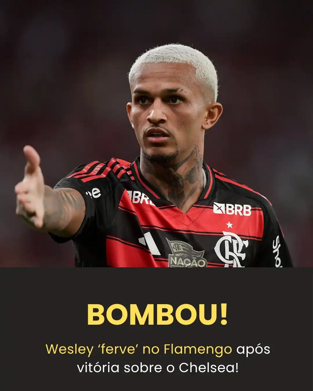 Image from Bolavip | Sou Flamengo: BOMBOU! Após a vitória, Wesley... https://dq64.short.gy/929CAB...