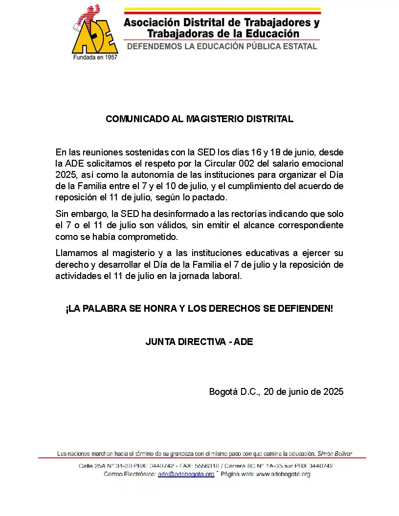 Image from ADE Bogotá: 📝 𝐂𝐨𝐦𝐮𝐧𝐢𝐜𝐚𝐝𝐨 𝐚𝐥 𝐌𝐚𝐠𝐢𝐬𝐭𝐞𝐫𝐢𝐨 𝐃𝐢𝐬𝐭𝐫𝐢𝐭𝐚𝐥 -...