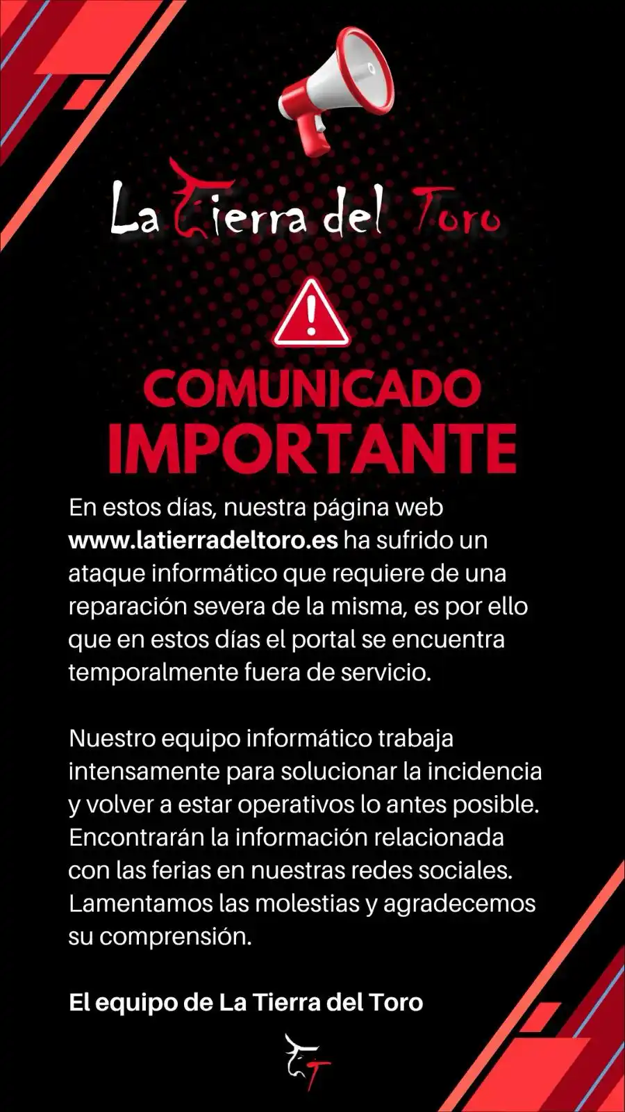Image from La Tierra del Toro: ‼️ COMUNICADO...