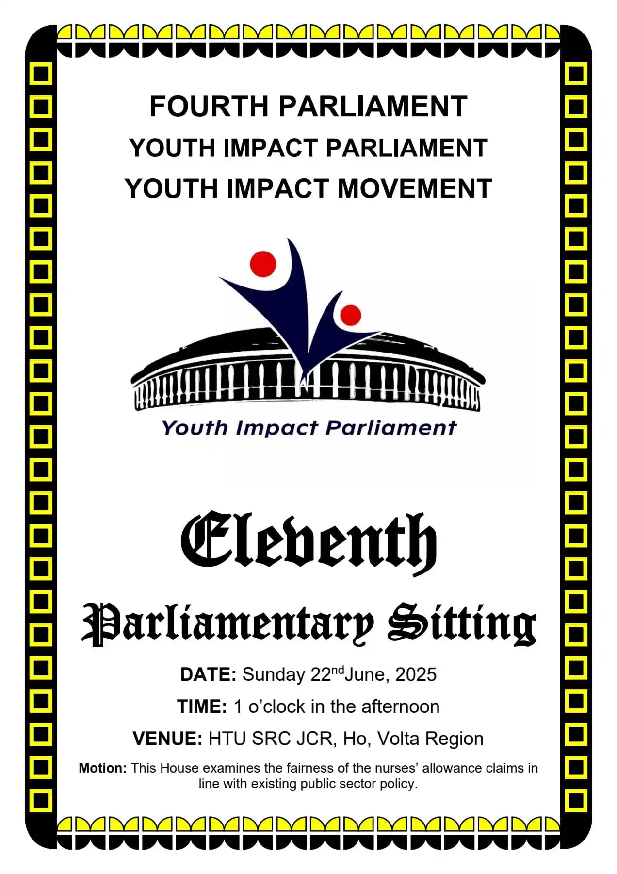 Image from Youth Impact Parliament - YIP: ELEVENTH PARLIAMENTARY SITTING OF THE FOURTH PARLIAMENT OF YIP 🇬🇭   ...