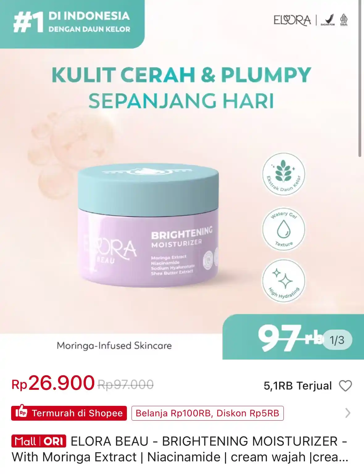 Image from Racun Shopee 🧡: ELORA BEAU - BRIGHTENING MOISTURIZER https://s.shopee.co.id/50NSzvqBT1...