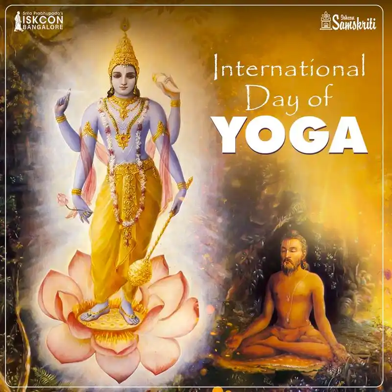 Image from ISKCON Samskriti: Hare Krishna!  🧘‍♂️✨ True Yoga: Union with the Divine ✨🧘‍♀️  On this...