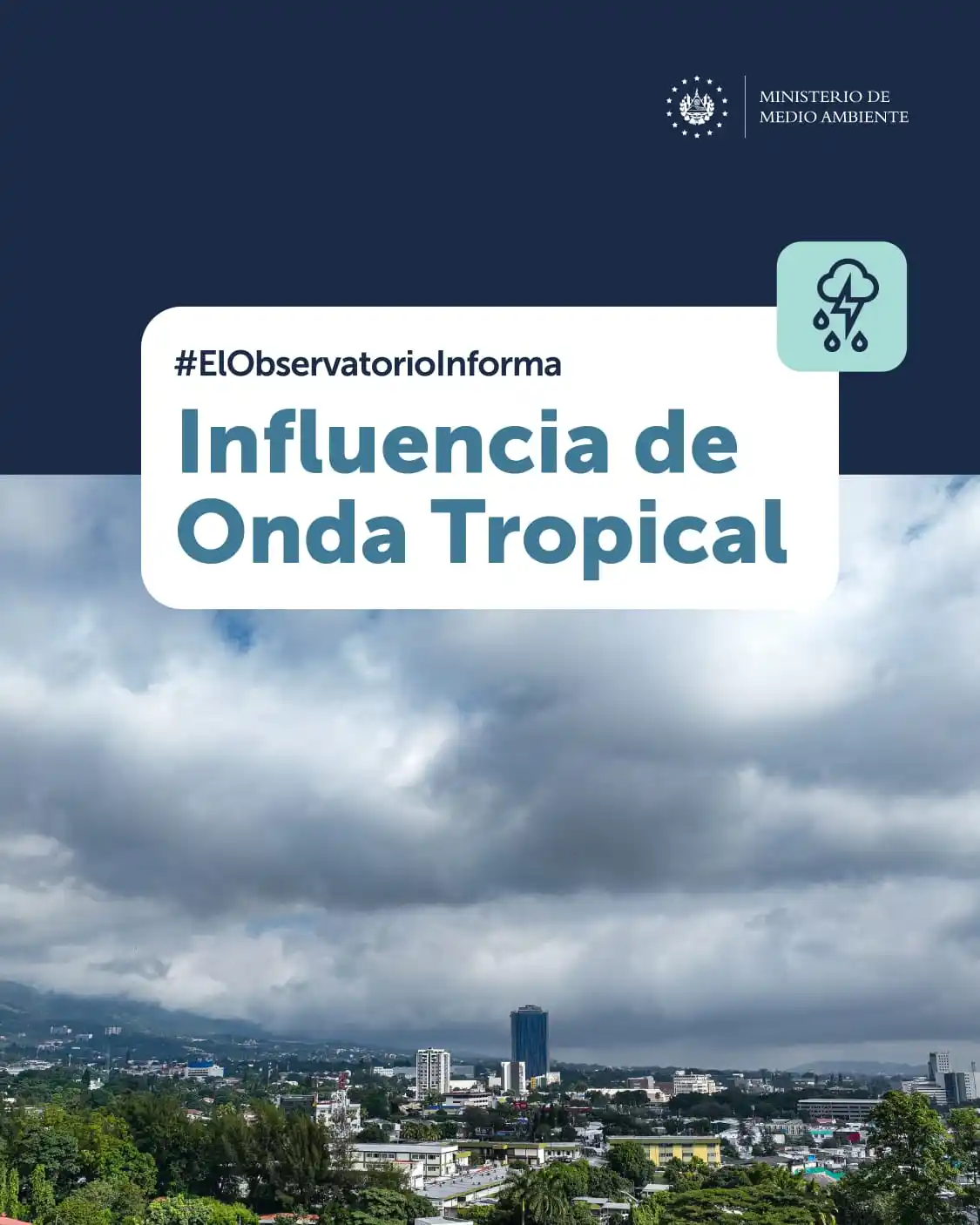 Image from Ministerio de Medio Ambiente El Salvador: Hoy se esperan lluvias y tormentas por el ingreso de humedad y la infl...