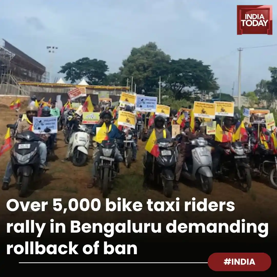 Image from India Today: *In Short:*   ➡️ Bike taxi riders seek legal framework to recognise bi...