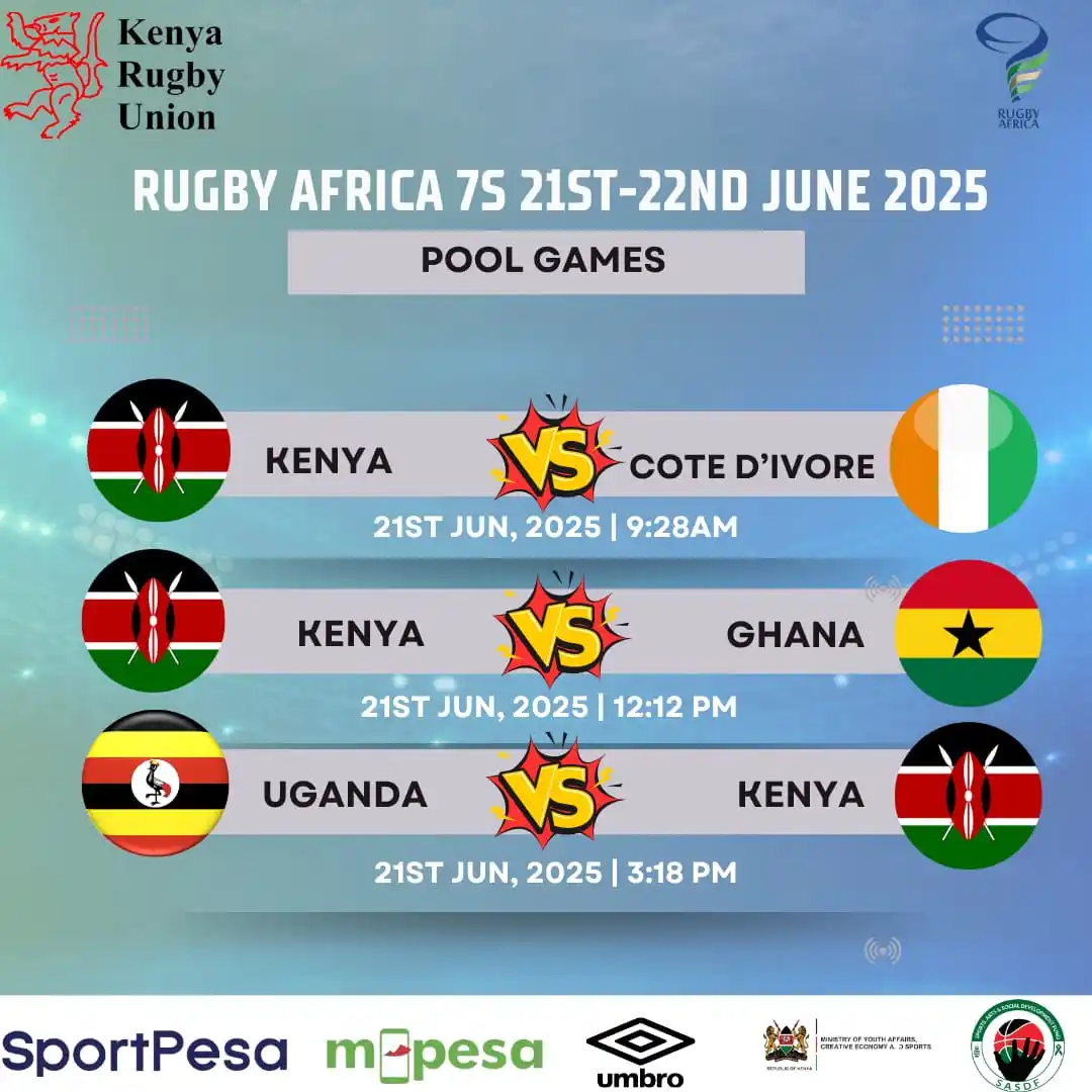 Image from XIX SPORTS: Just 28 more  minutes to the Rugby Africa Men's 7s tournament. Games w...