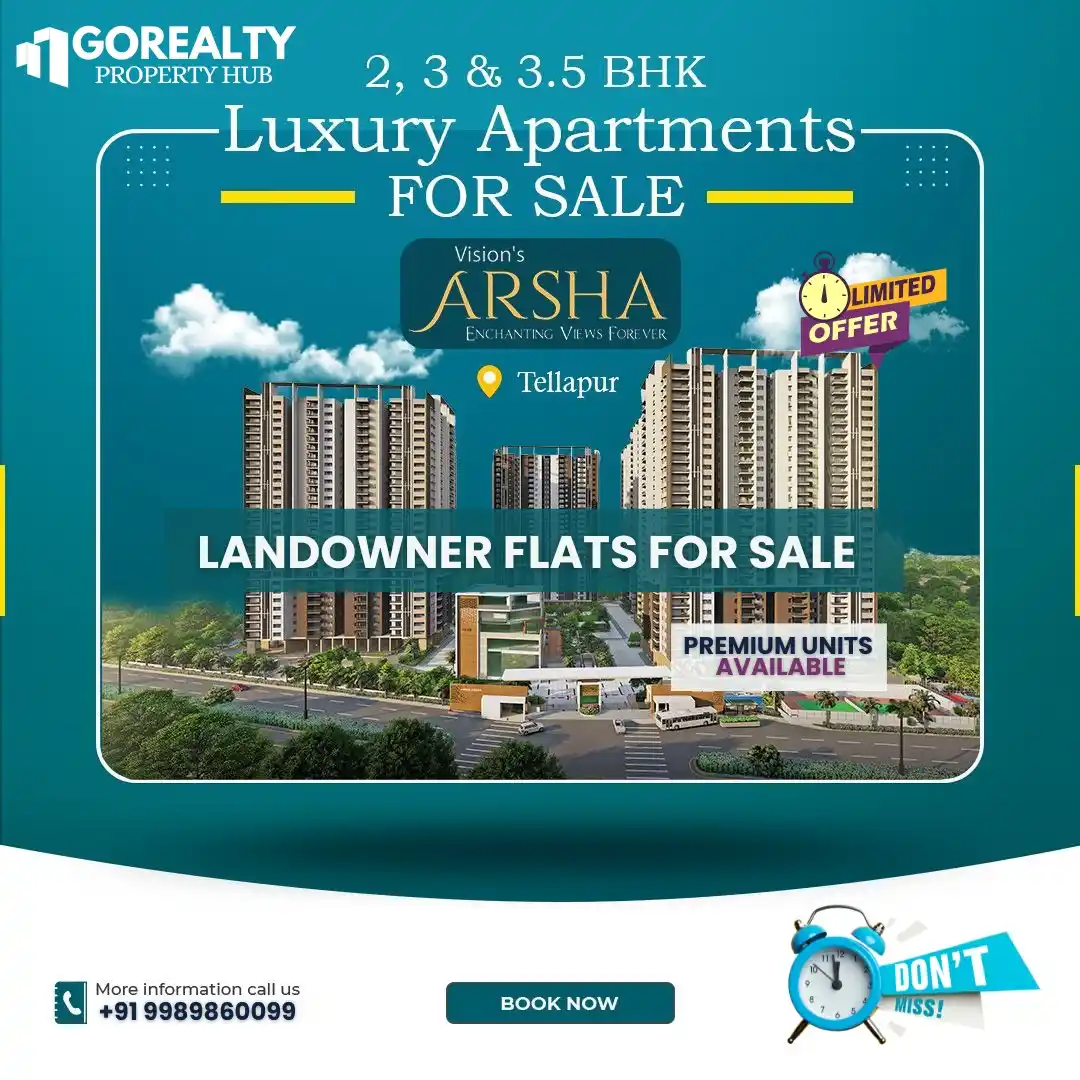 Image from GoRealty Property Hub Hyderabad | Leading Investment Destination!: *🌇LANDOWNER Flats for Sale @Vision Arsha - Tellapur*  *Project Highli...
