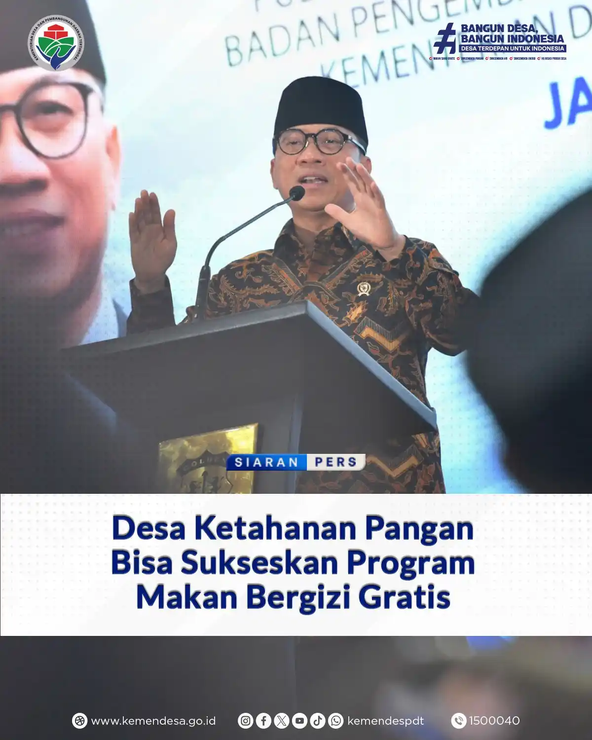 Image from KEMENDES PDT: Mendes PDT, Yandri Susanto, menegaskan bahwa ketahanan pangan desa ber...