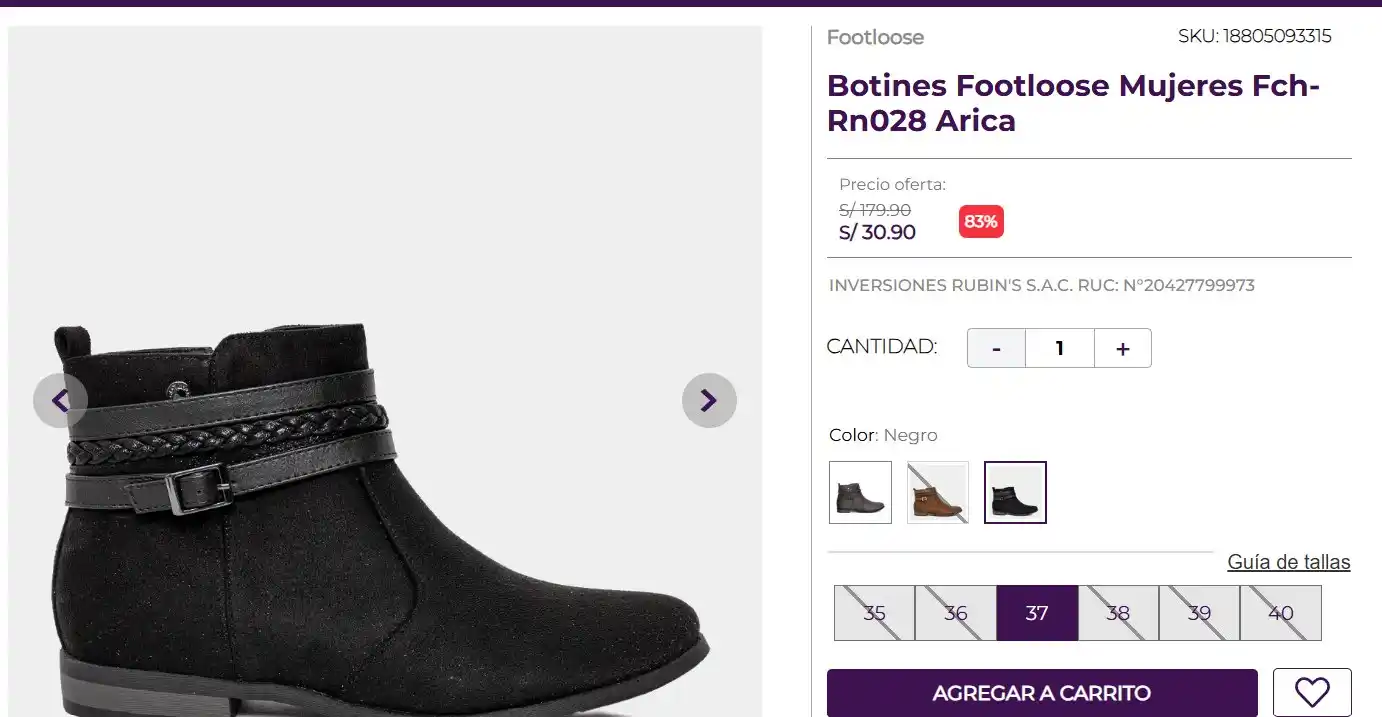 Image from Club del Cupón: 🔥 Oferta
✅ Botines Footloose Mujeres 🔗https://www.footloose.pe/b...