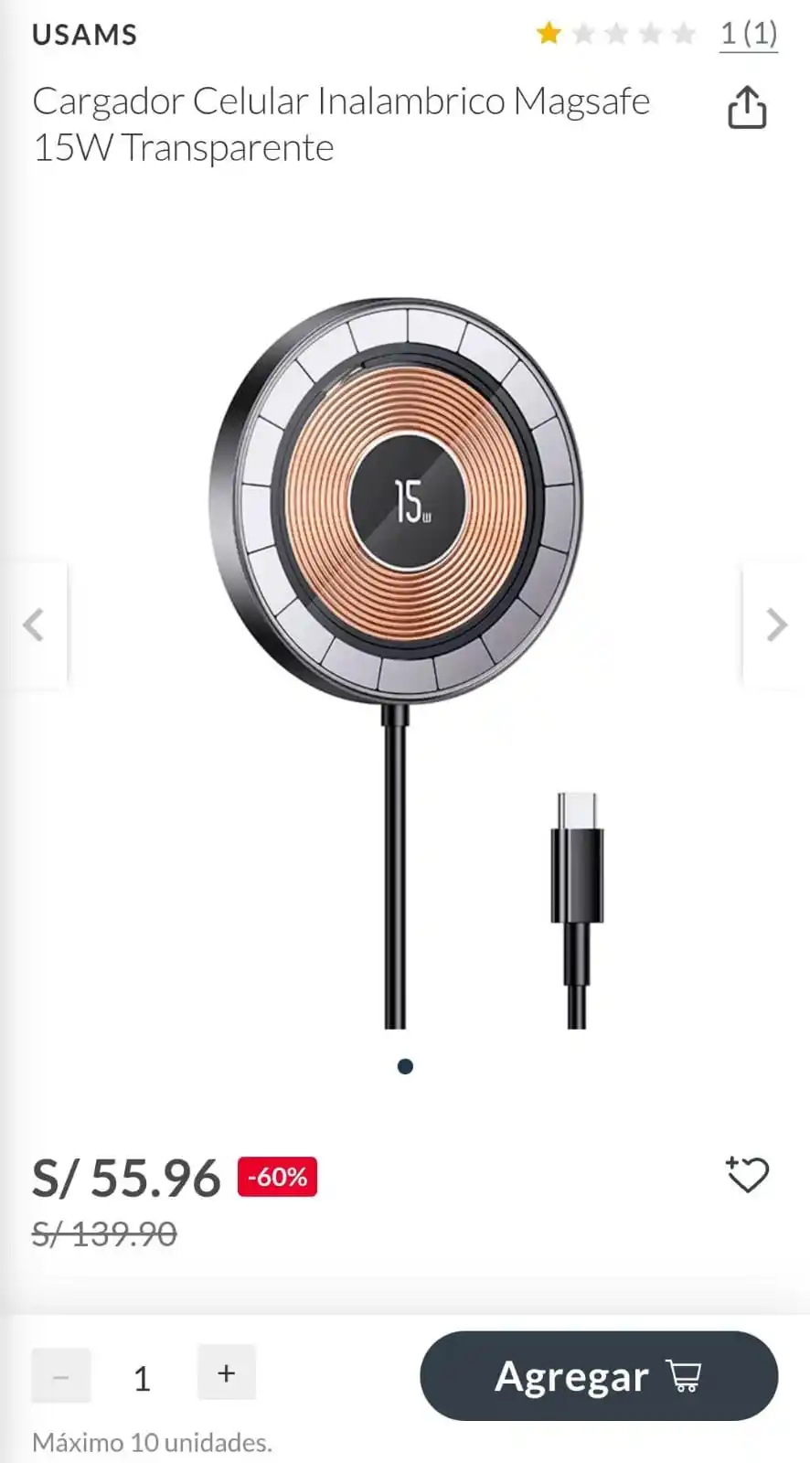 Image from Club del Cupón: 🔥 Oferta
✅ CARGADOR INALAMBRICO 🔗https://www.falabella.com.pe/fa...