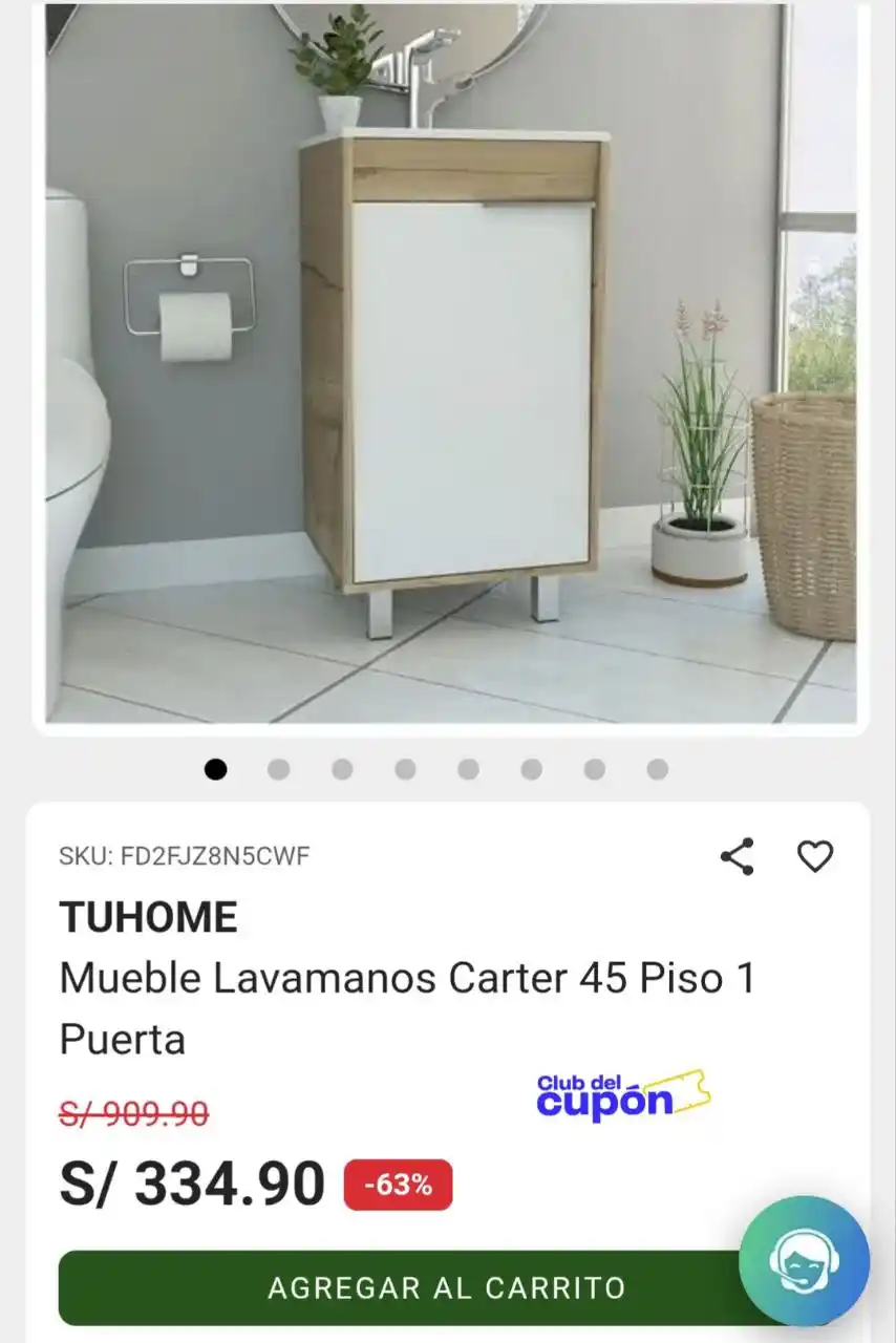 Image from Club del Cupón: 🔥 Oferta
 
 ✔️Mueble Lavamanos Carter 45 Piso 1 Puerta  ⛓‍💥https://p...