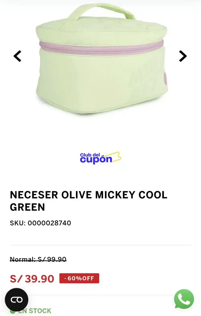 Image from Club del Cupón: 🔥 Oferta
 
 ✔️NECESER OLIVE MICKEY COOL GREEN  ⛓‍💥https://www.portal...