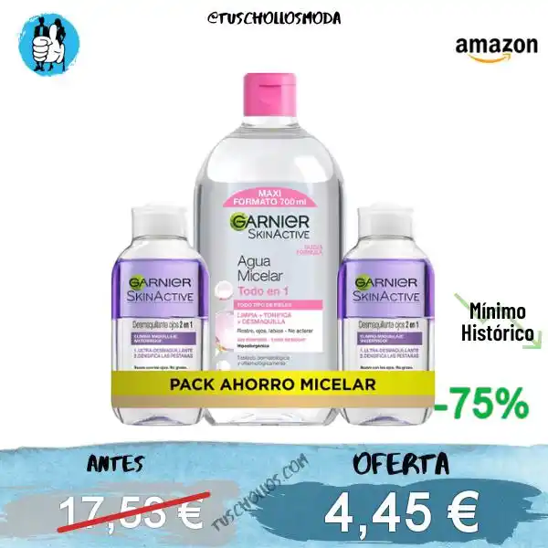 Image from tuschollosmoda!!!👟 Ofertas Y Chollos en Ropa, Moda, Zapas y Belleza: PROMOCIÓN TERMINADA 🧴 *CHOLLO KIT GARNIER MICELAR + 2 x DESMAQUILLANT...