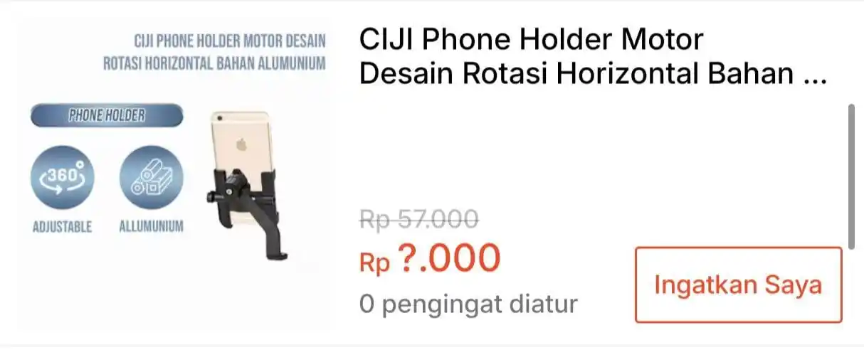 Image from KODE VOUCHER SHOPEE: *💰Rp 1.000 || 12:00 WIB ⏰* CIJI Phone Holder Motor Desain Rotasi Ho...