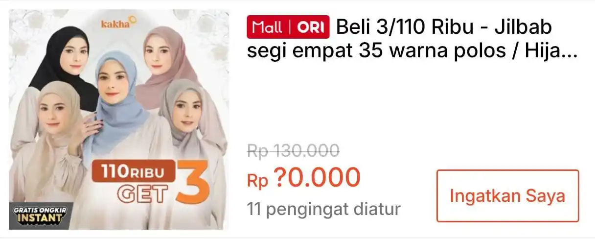 Image from KODE VOUCHER SHOPEE: *💰Rp 10.000 || 12:00 WIB ⏰* Beli 3/110 Ribu - Jilbab segi empat 35 ...