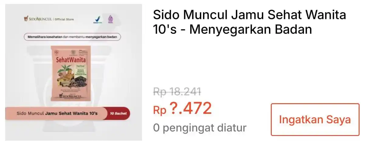 Image from KODE VOUCHER SHOPEE: *💰Rp 5.472 || 00:00 WIB ⏰* Sido Muncul Sehat Wanita 10 pcs *Stok :...